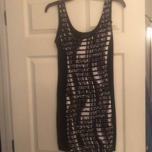 Beautiful rose print black and white sheath dress